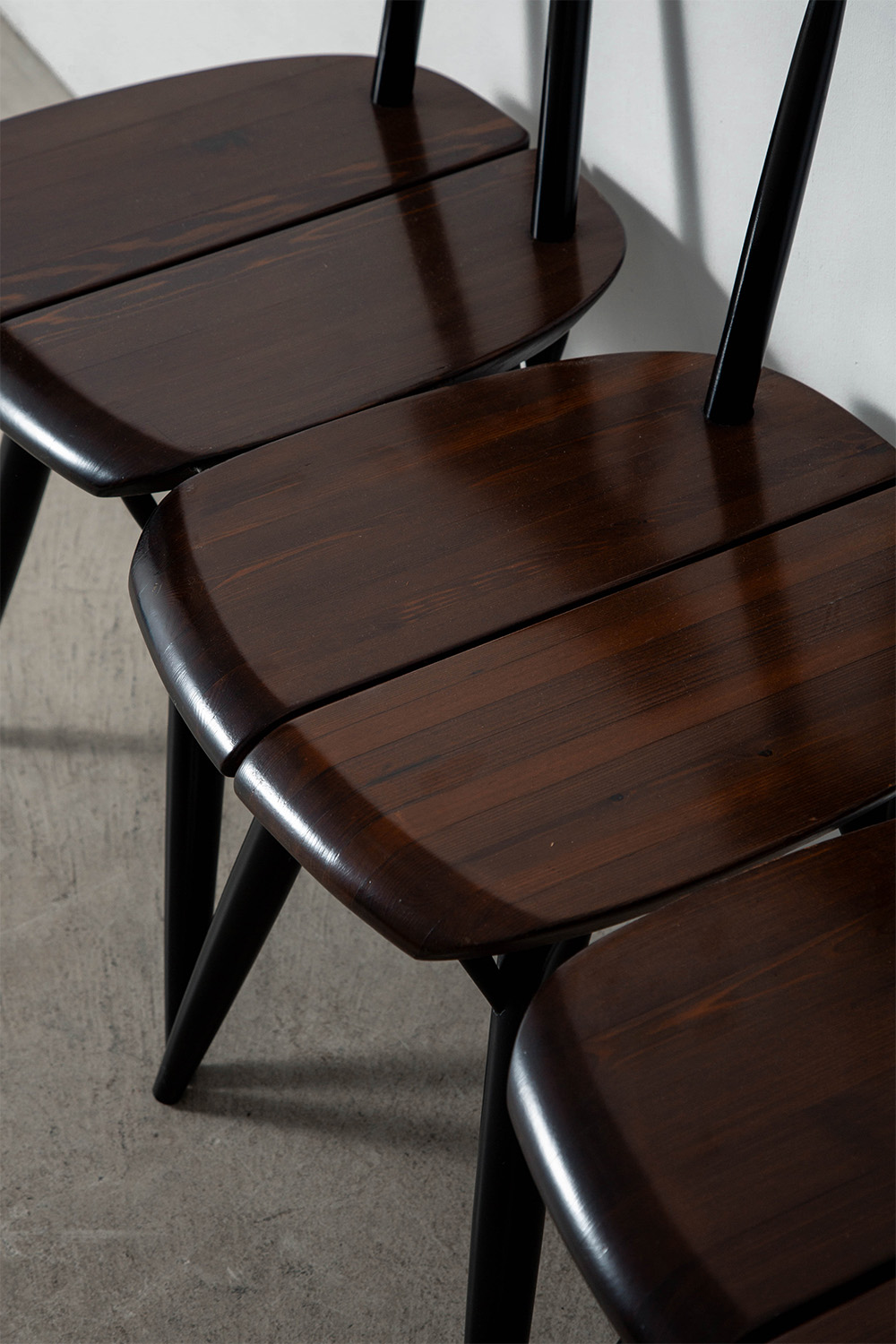 ‘Pirkka’ Chair by Ilmari Tapiovaara for Laukaan Puu in Wood and Dark Brown