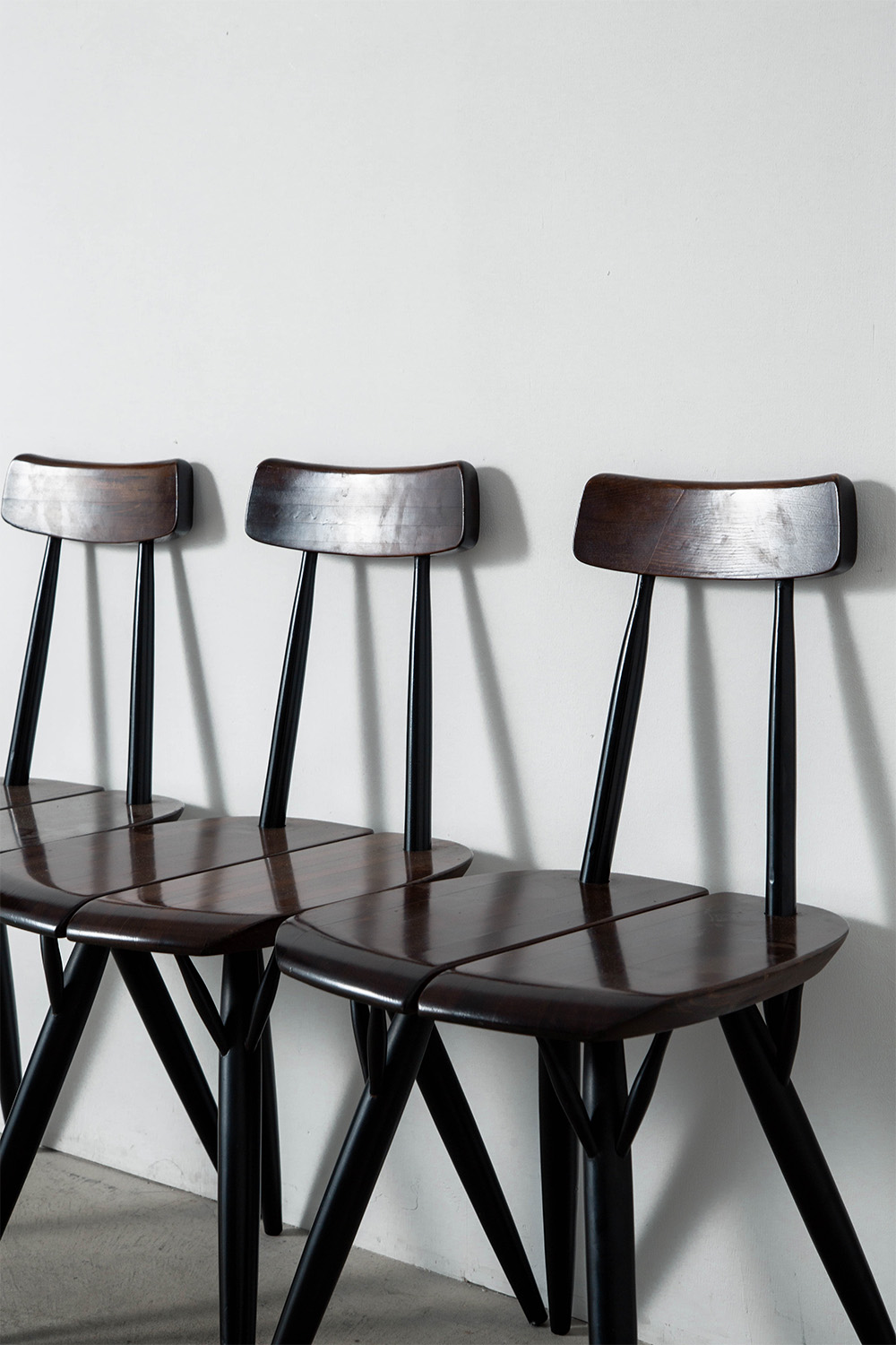 ‘Pirkka’ Chair by Ilmari Tapiovaara for Laukaan Puu in Wood and Dark Brown