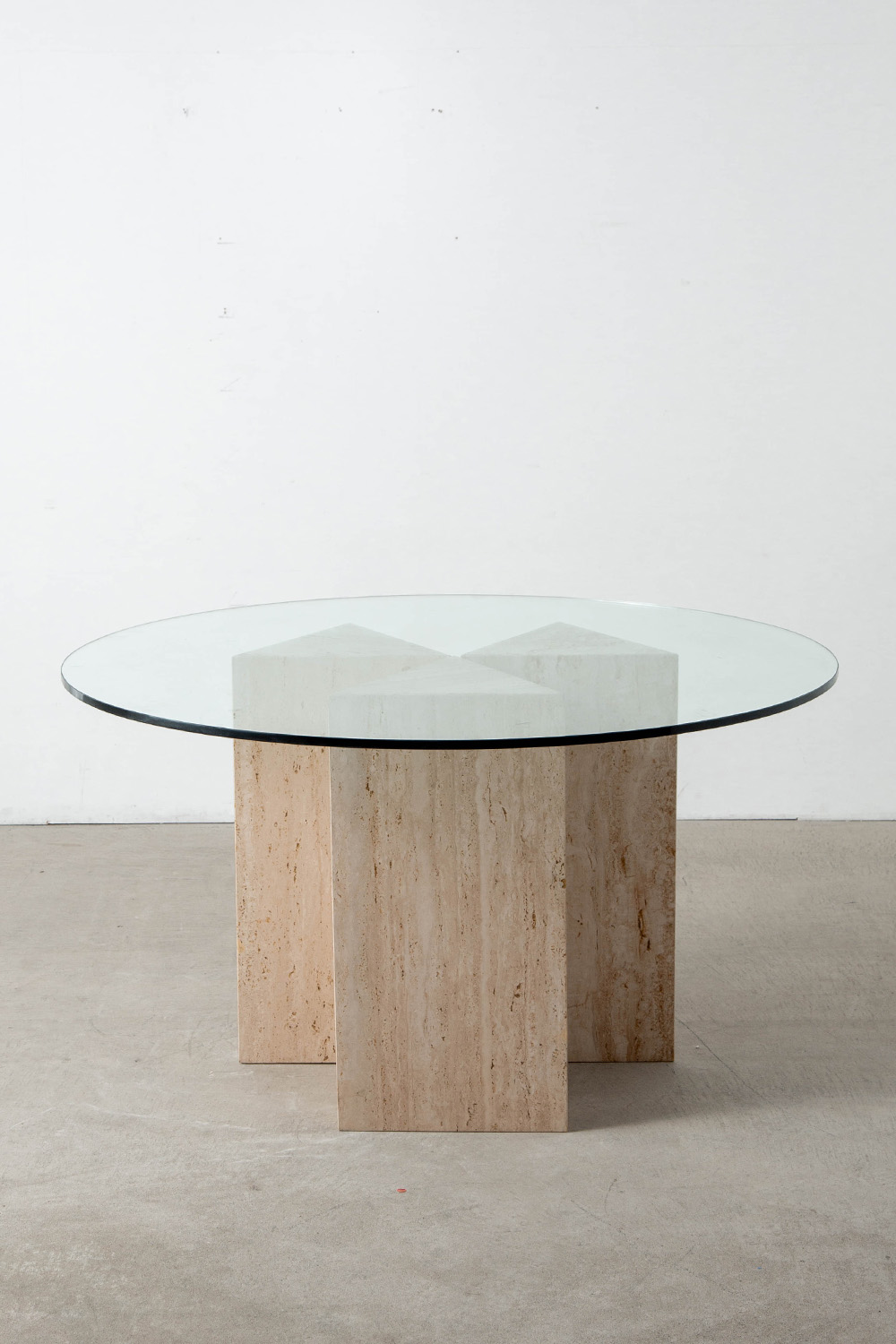Dining Table in Travertine and Glass