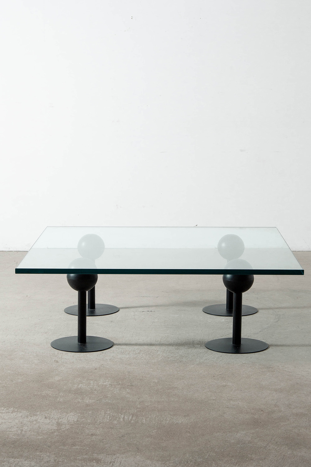‘Pepper Young’ Coffee Table by Philippe Starck for Disform in Glass , Enameled Steel and Polyurethane Foam