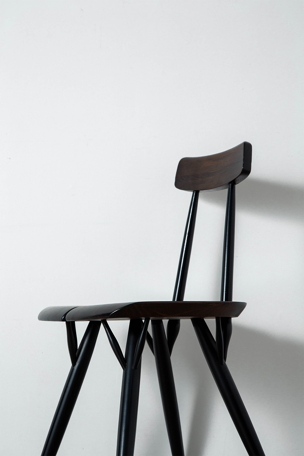 ‘Pirkka’ Chair by Ilmari Tapiovaara for Laukaan Puu in Wood and Dark Brown