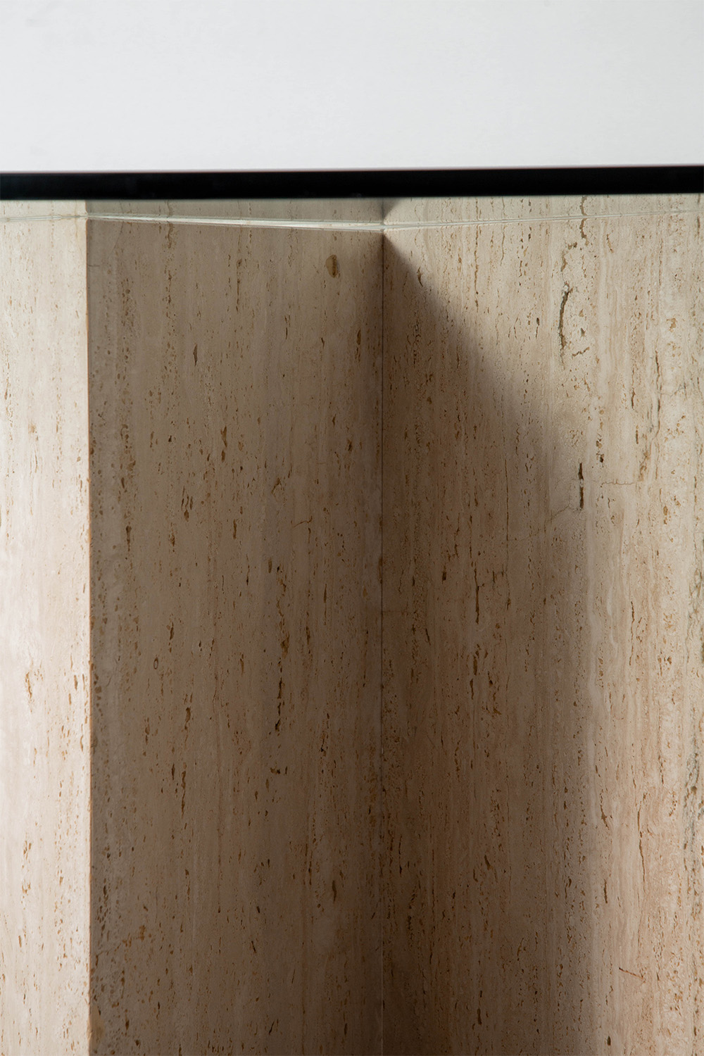 Dining Table in Travertine and Glass