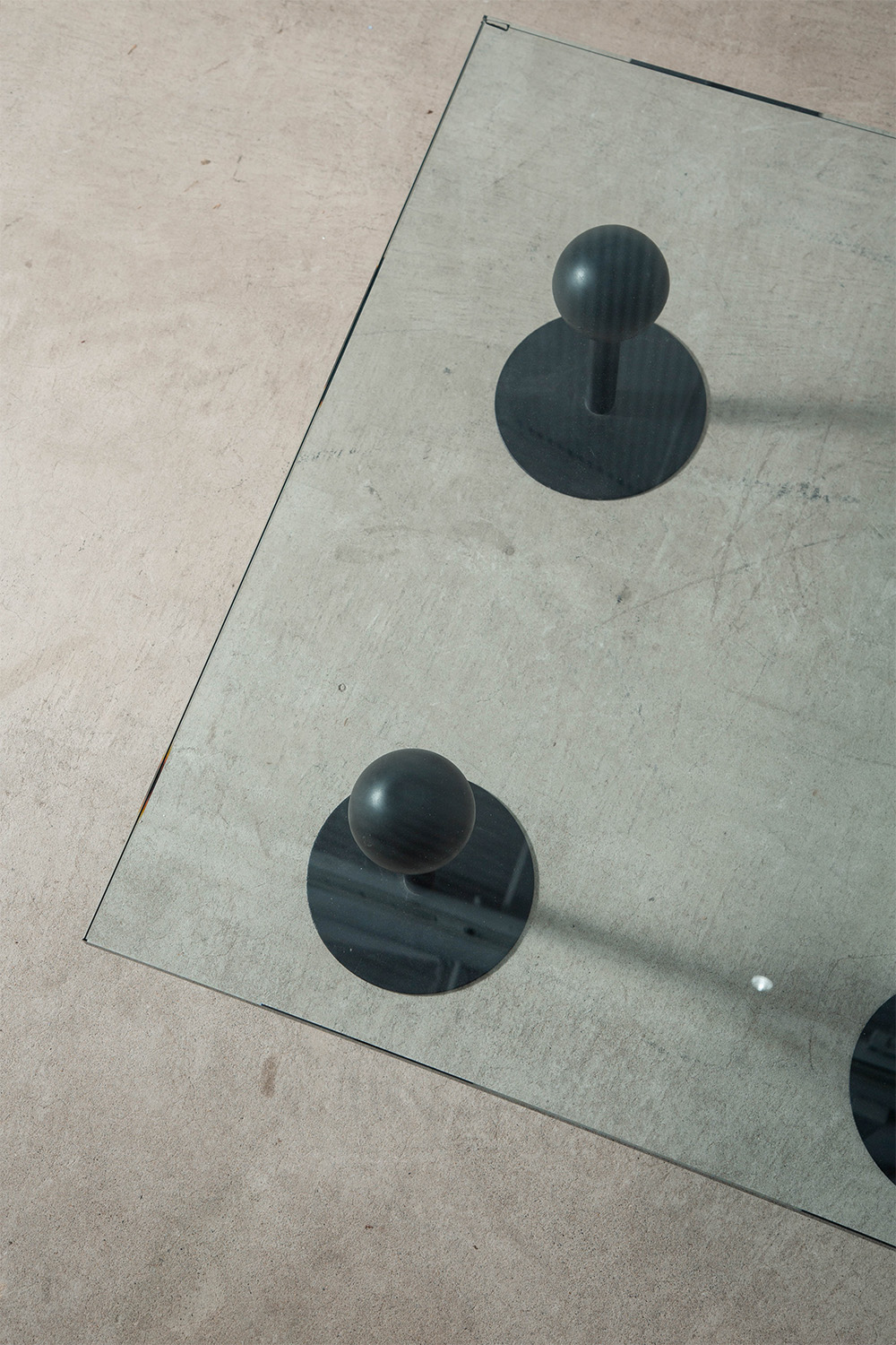 ‘Pepper Young’ Coffee Table by Philippe Starck for Disform in Glass , Enameled Steel and Polyurethane Foam