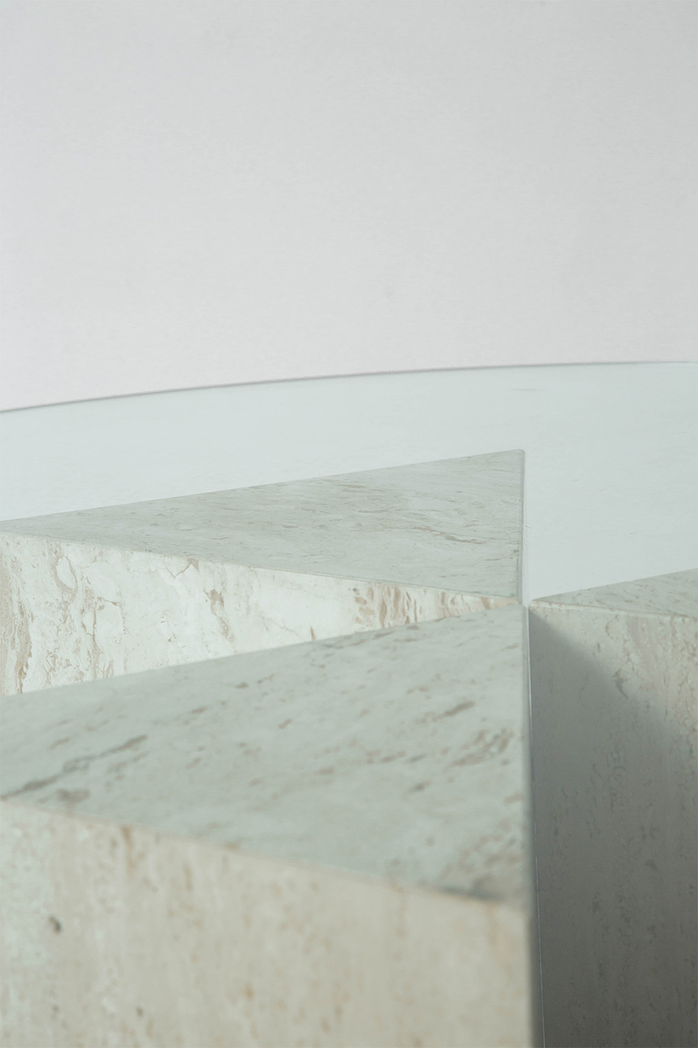 Dining Table in Travertine and Glass