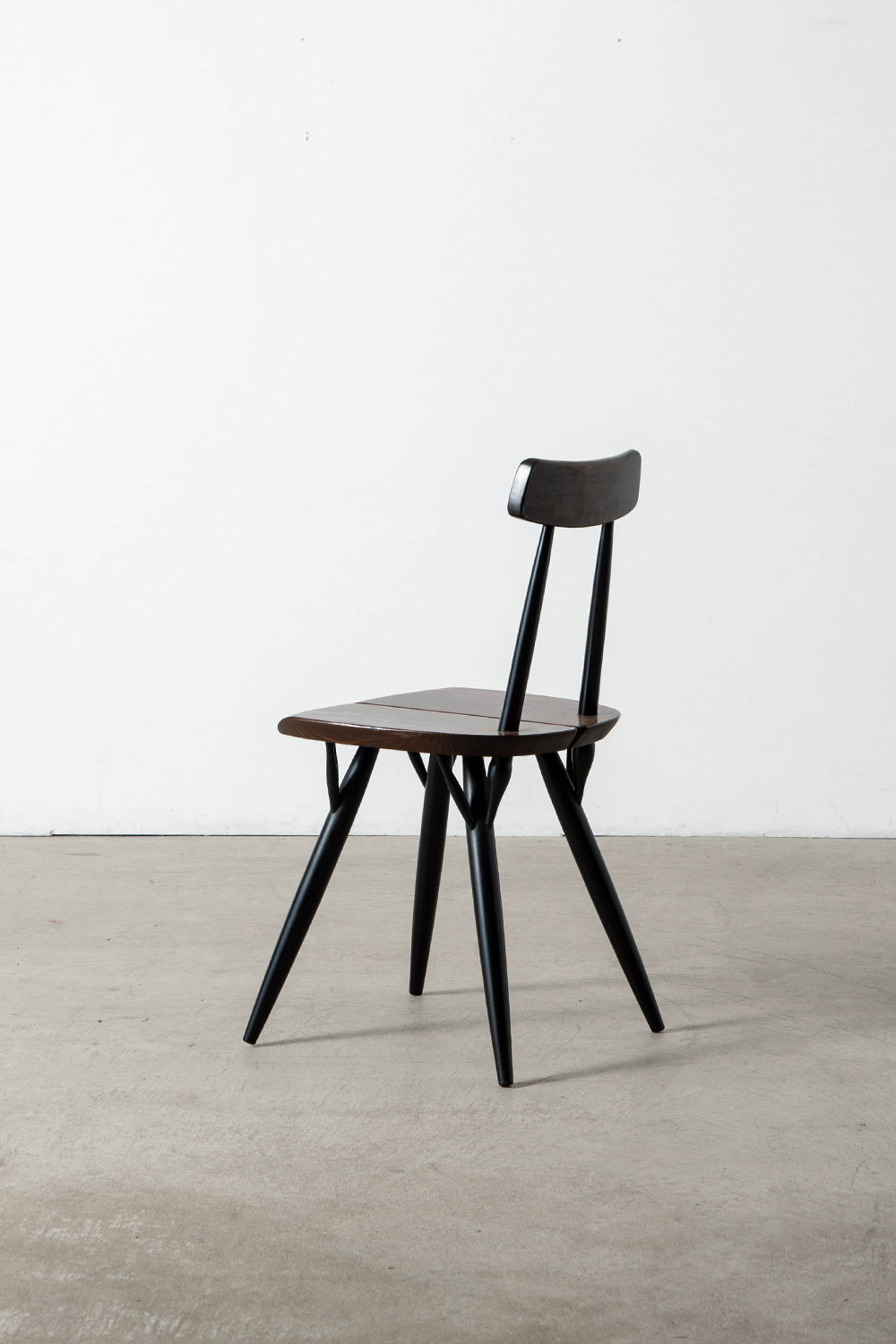 ‘Pirkka’ Chair by Ilmari Tapiovaara for Laukaan Puu in Wood and Dark Brown