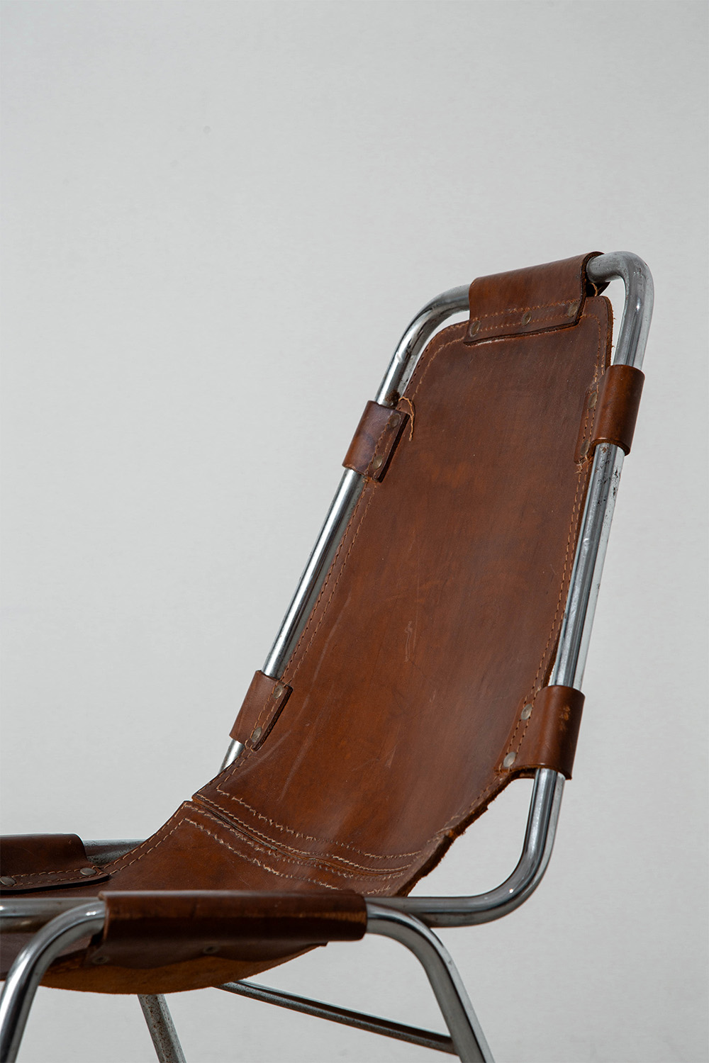 Les arcs Chair in Leather and Steel by Charlotte Perriand