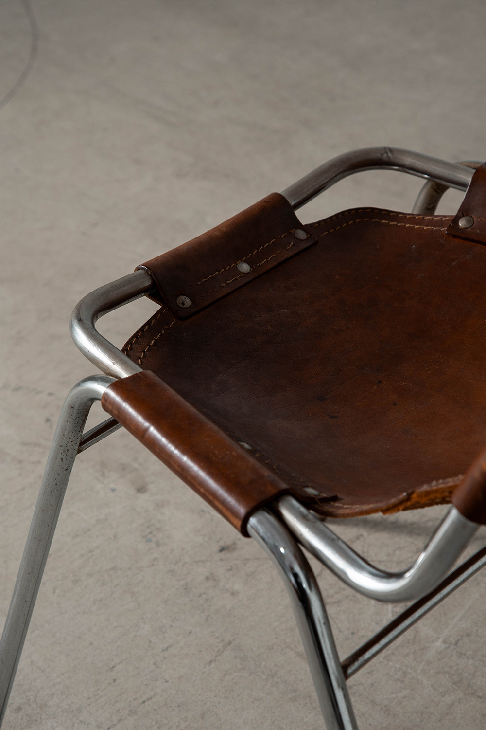 Les arcs Chair in Leather and Steel by Charlotte Perriand