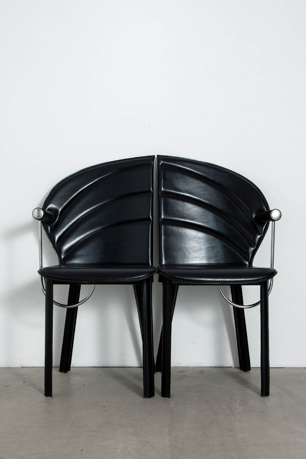 Dining Chair by Mario Morbidelli for NAOS in Leather , Chrome and Steel