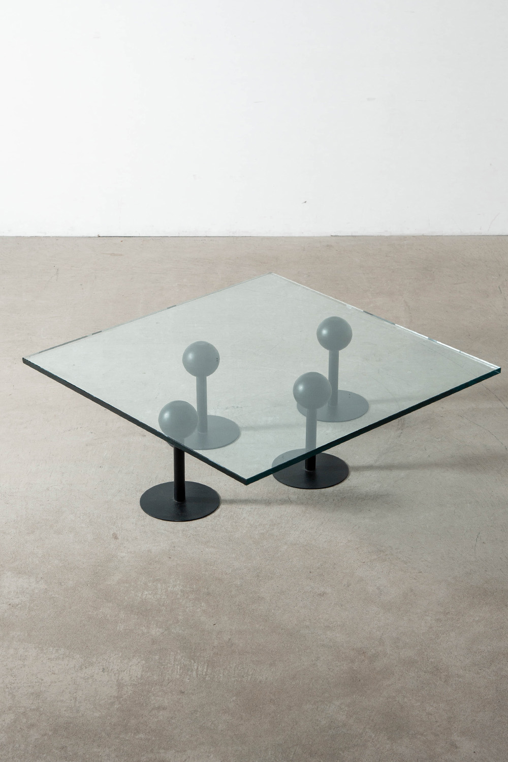 ‘Pepper Young’ Coffee Table by Philippe Starck for Disform in Glass , Enameled Steel and Polyurethane Foam