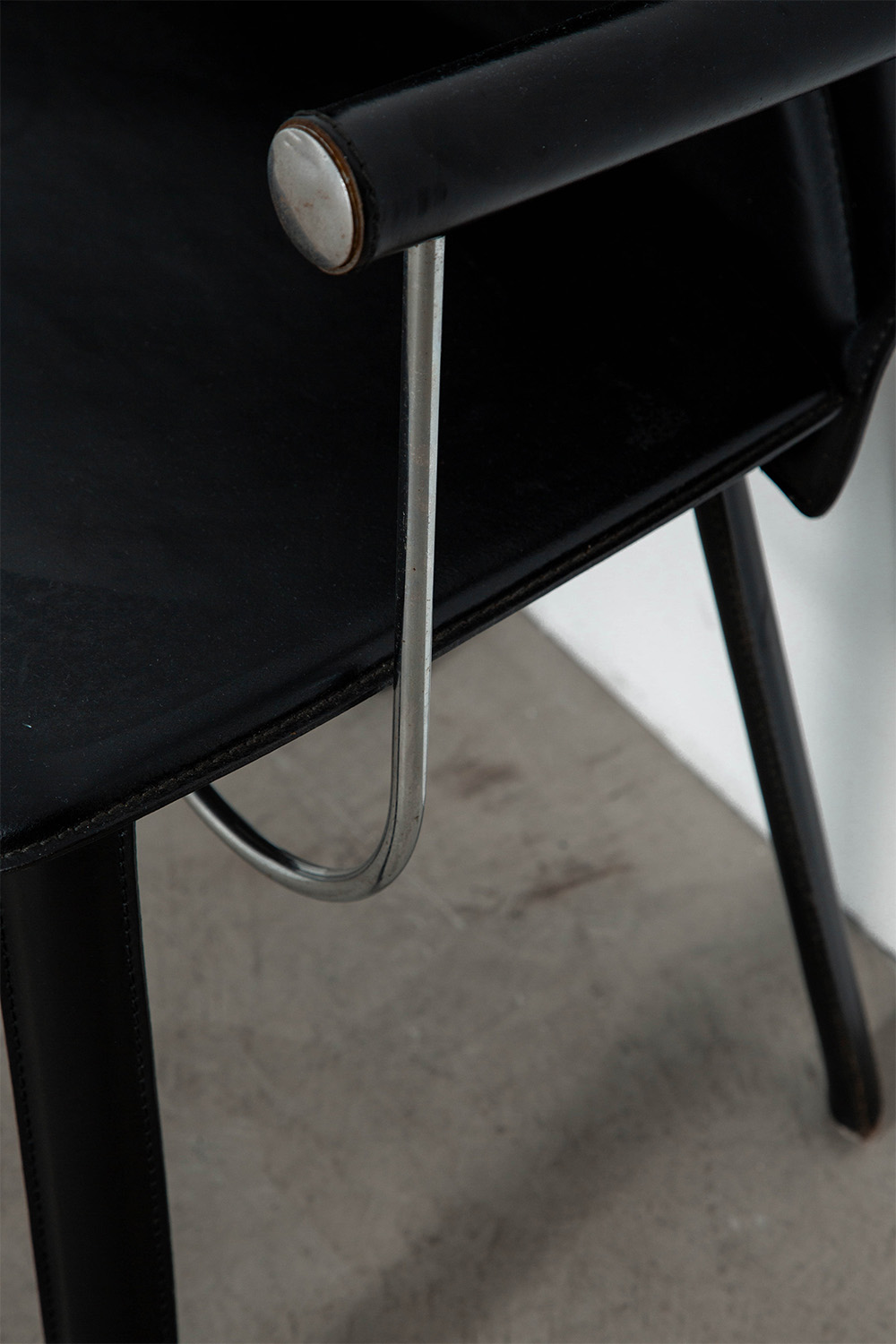 Dining Chair by Mario Morbidelli for NAOS in Leather , Chrome and Steel