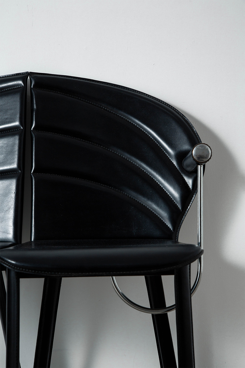 Dining Chair by Mario Morbidelli for NAOS in Leather , Chrome and Steel