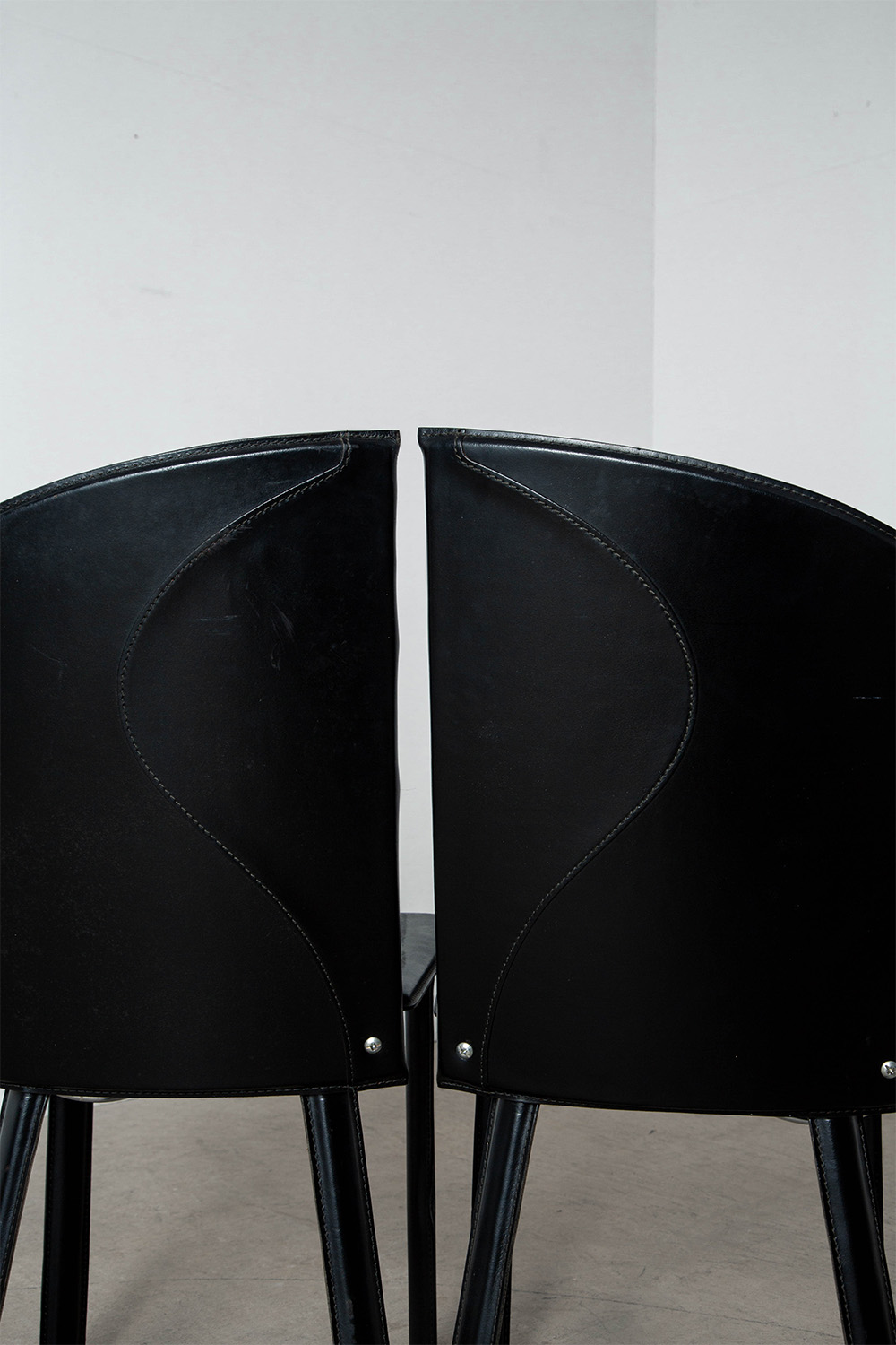 Dining Chair by Mario Morbidelli for NAOS in Leather , Chrome and Steel
