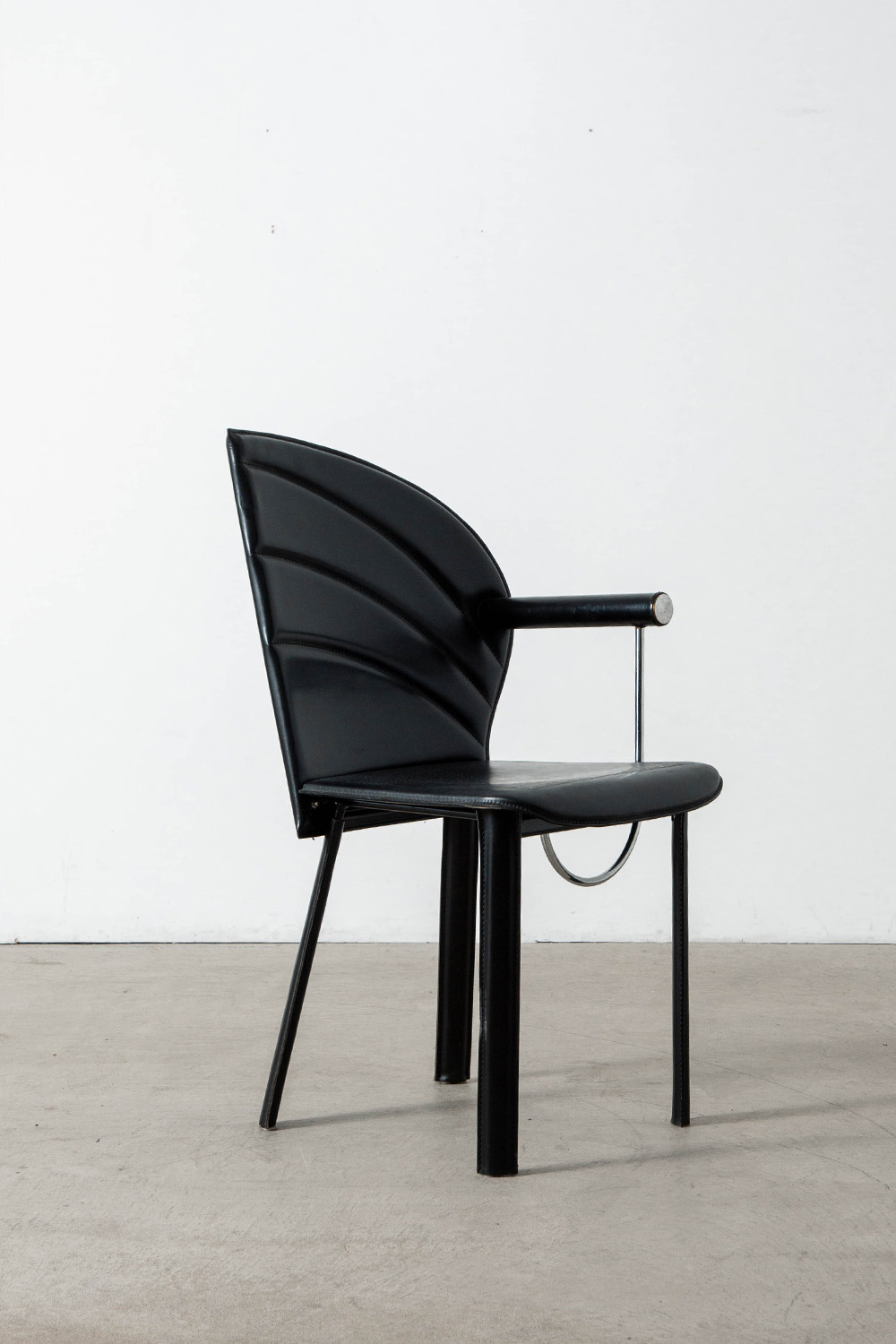Dining Chair by Mario Morbidelli for NAOS in Leather , Chrome and Steel