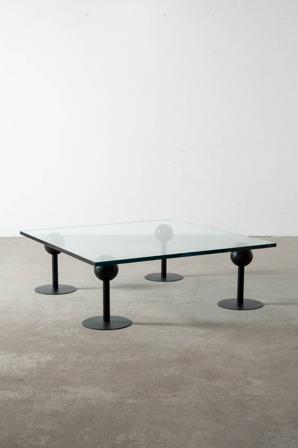 ‘Pepper Young’ Coffee Table by Philippe Starck for Disform in Glass , Enameled Steel and Polyurethane Foam