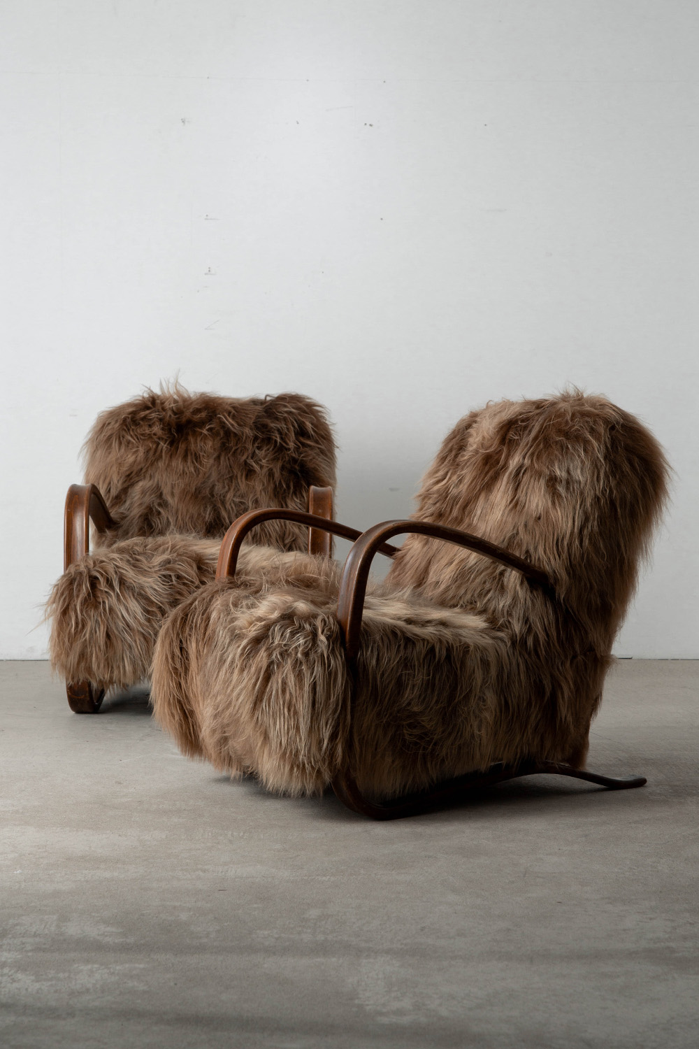 ‘H269’ Lounge Chair Set by Jindrich Halabala for UP Závody in Beech and Sheepskin