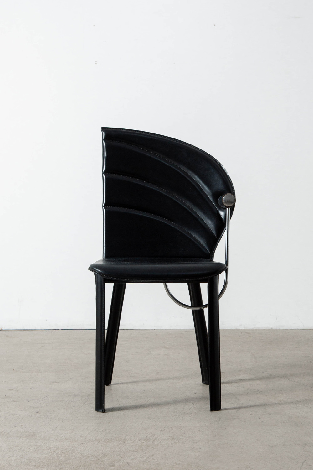 Dining Chair by Mario Morbidelli for NAOS in Leather , Chrome and Steel