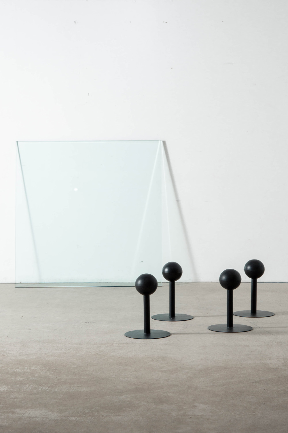 ‘Pepper Young’ Coffee Table by Philippe Starck for Disform in Glass , Enameled Steel and Polyurethane Foam