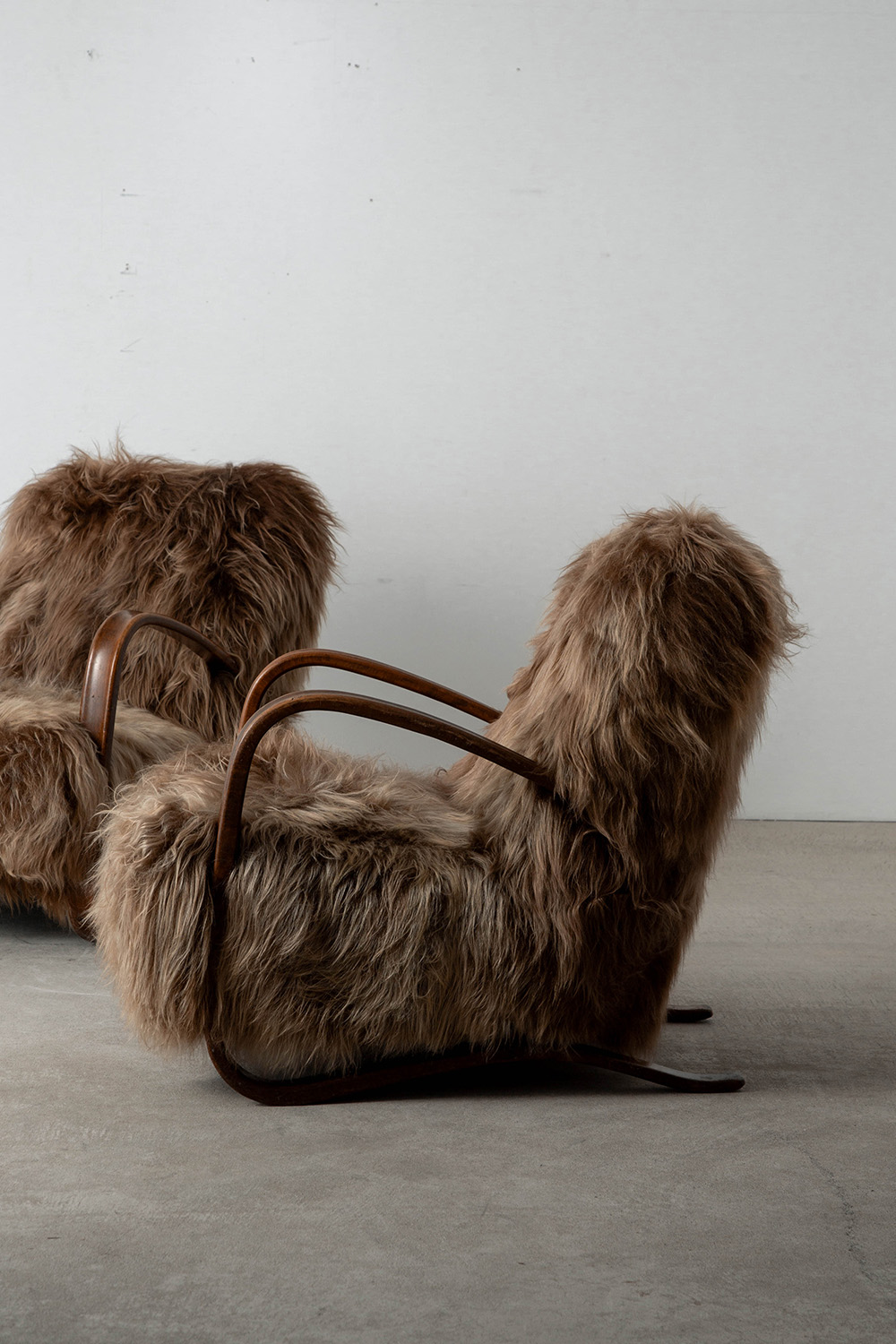 ‘H269’ Lounge Chair Set by Jindrich Halabala for UP Závody in Beech and Sheepskin