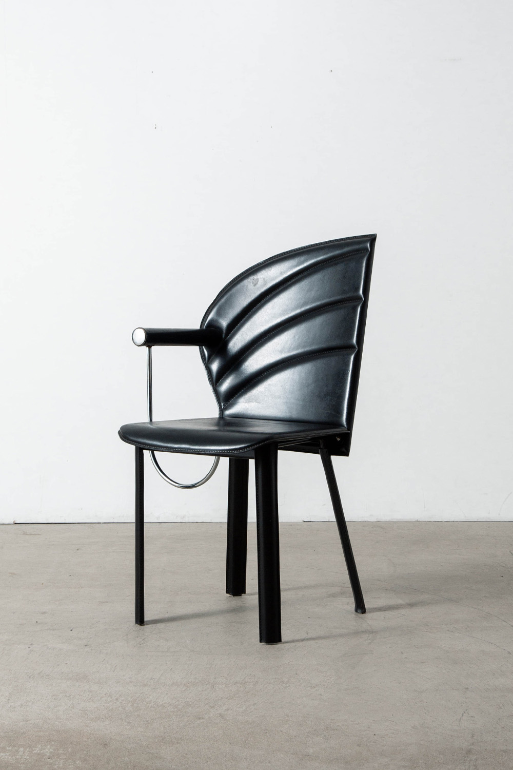 Dining Chair by Mario Morbidelli for NAOS in Leather , Chrome and Steel