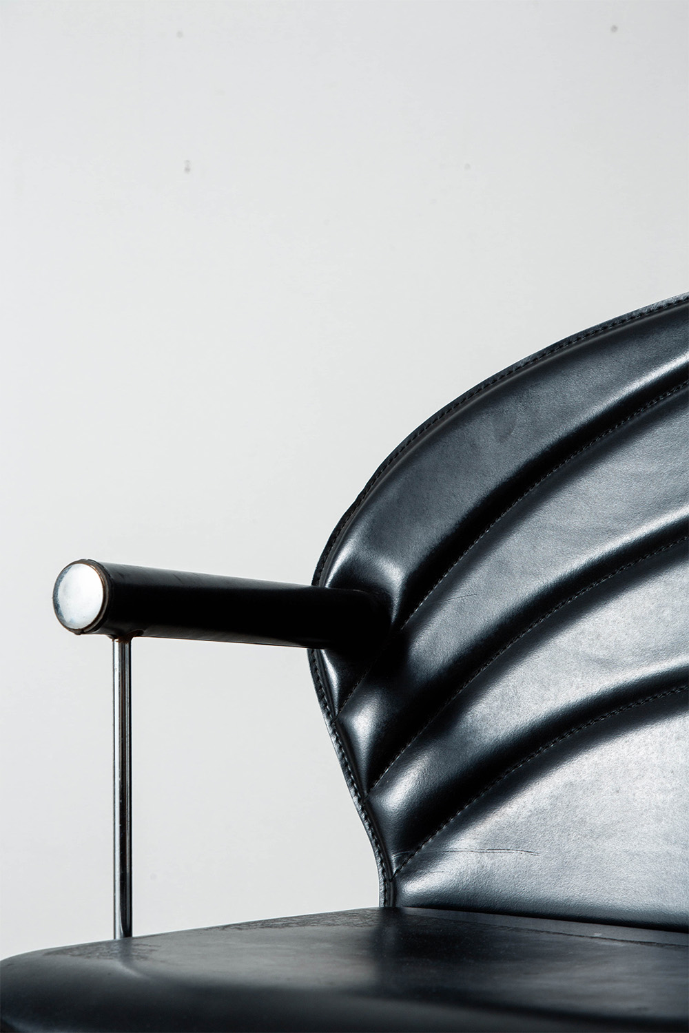 Dining Chair by Mario Morbidelli for NAOS in Leather , Chrome and Steel