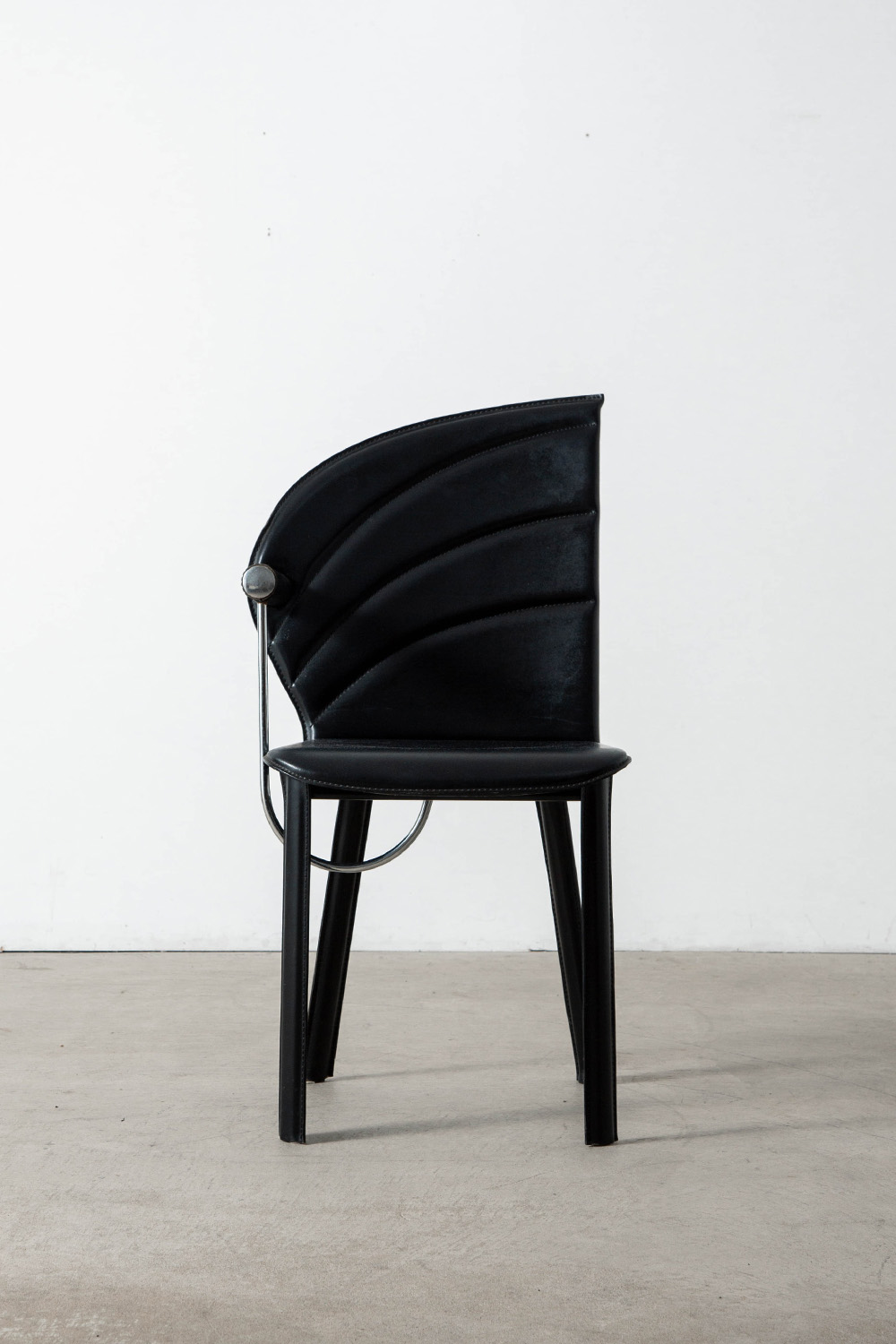 Dining Chair by Mario Morbidelli for NAOS in Leather , Chrome and Steel