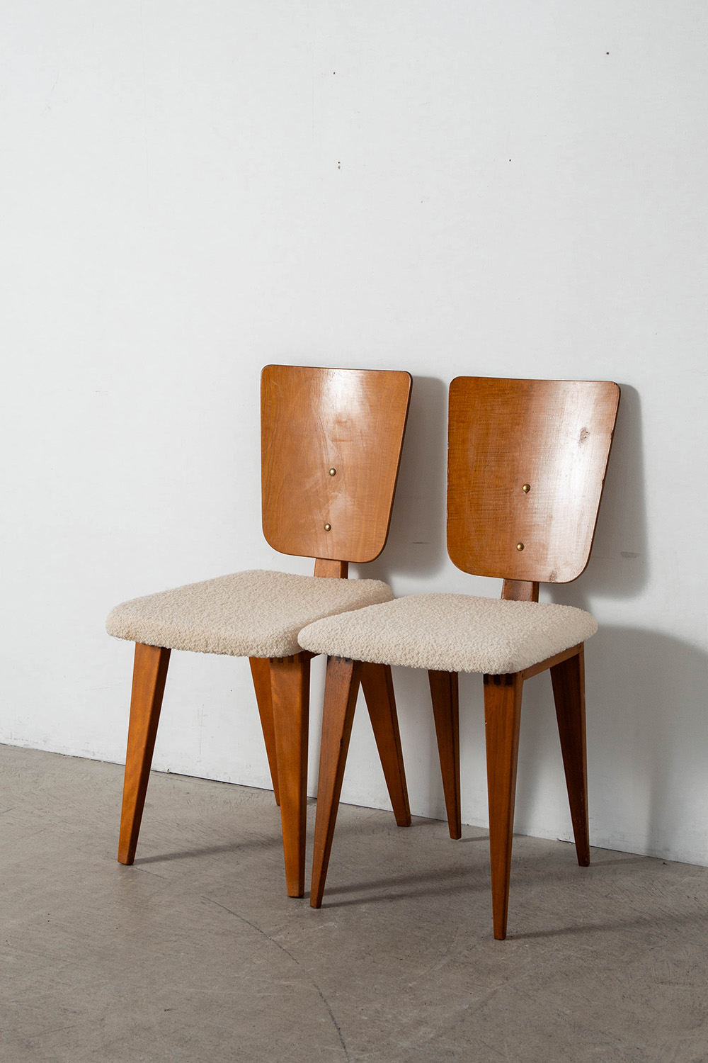 Dining Chair by André Sornay for Sornay Meubles in Wood and Fabric