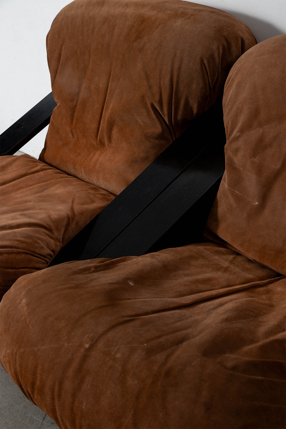 Lounge Chair by Renato Toso and Roberto Pamio for Stilwood in Suede and Wood