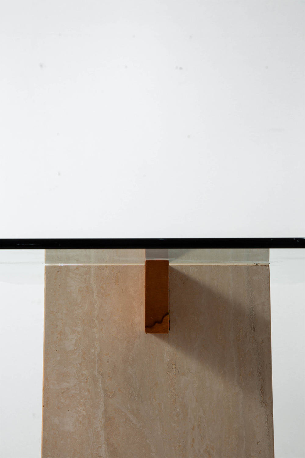 Dining Table in Glass , Travertine and Wood