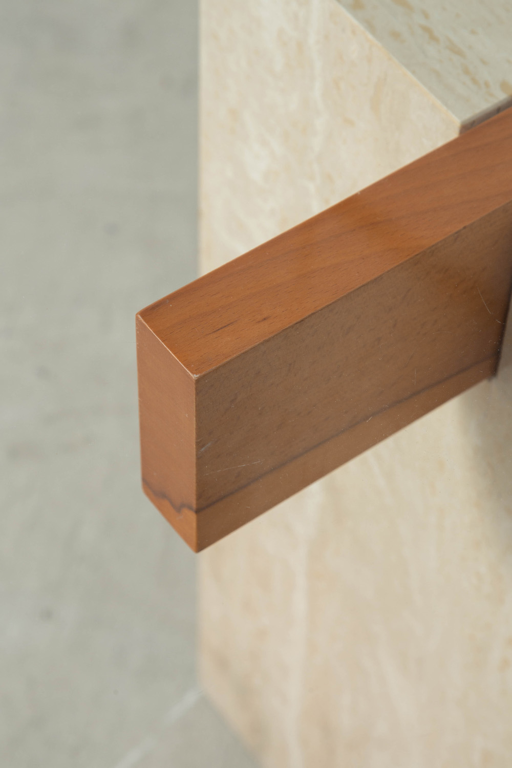 Dining Table in Glass , Travertine and Wood