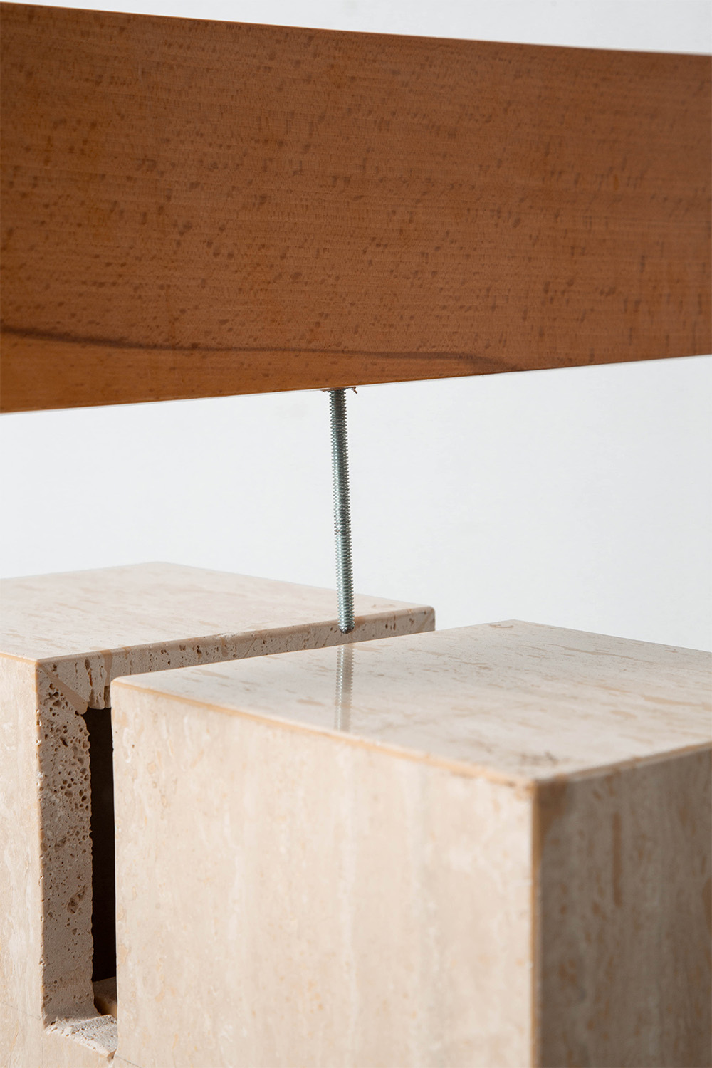 Dining Table in Glass , Travertine and Wood