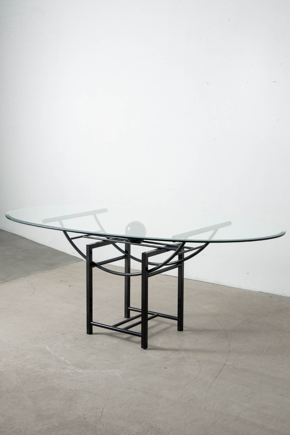 Dining Table in Glass , Marble and Steel