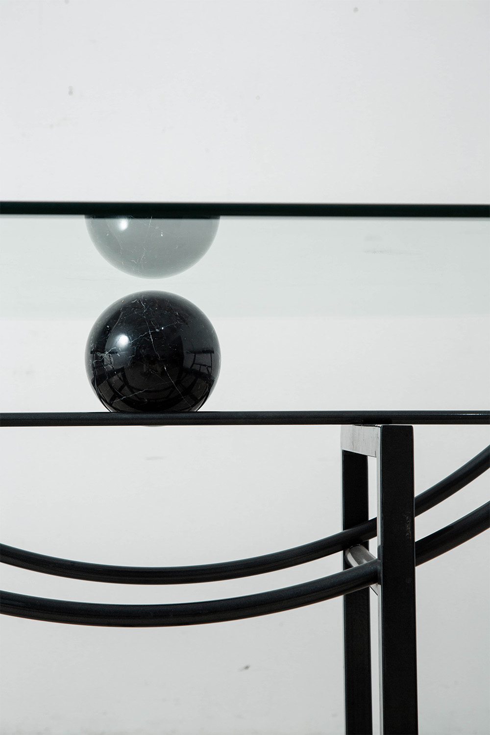 Dining Table in Glass , Marble and Steel