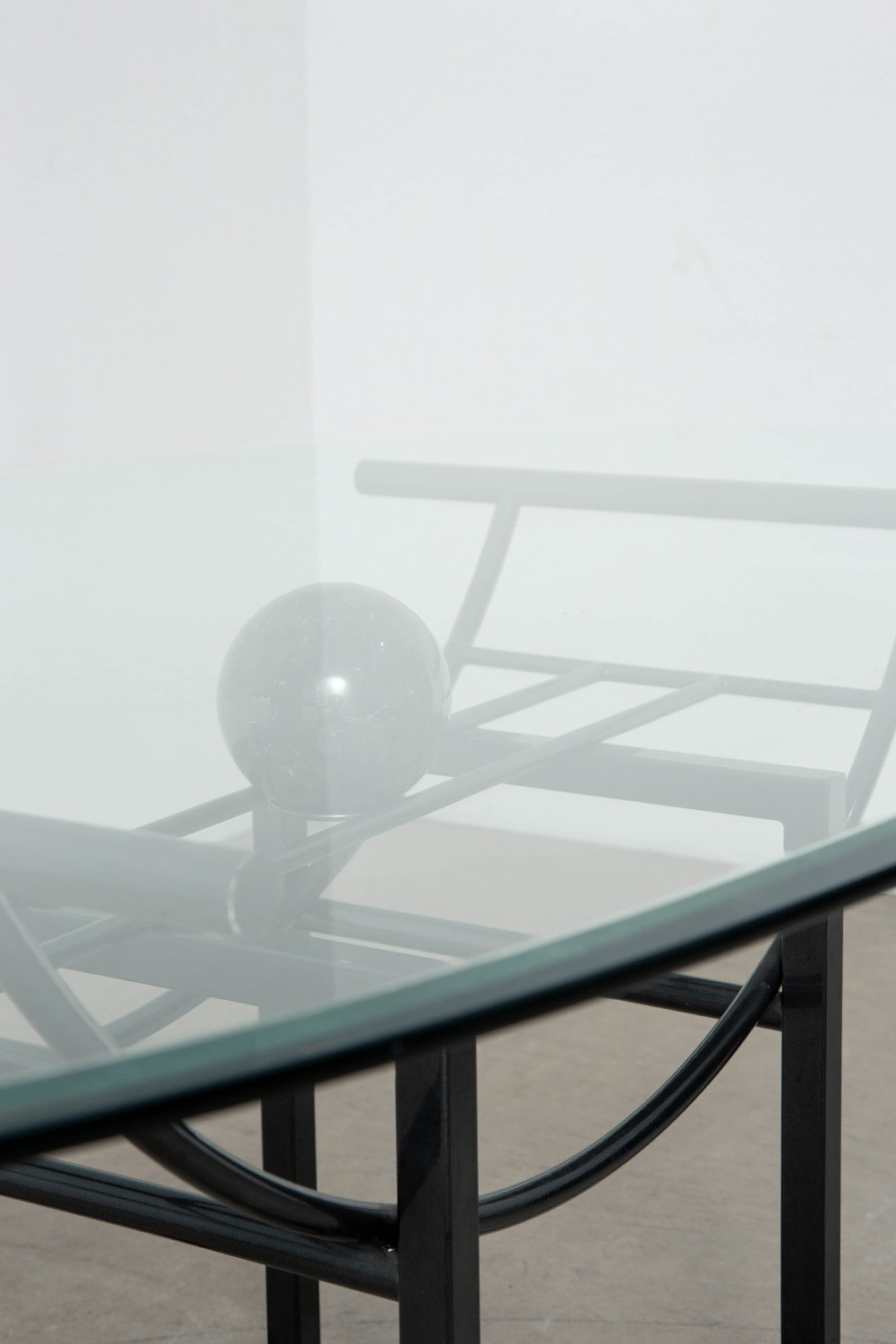 Dining Table in Glass , Marble and Steel