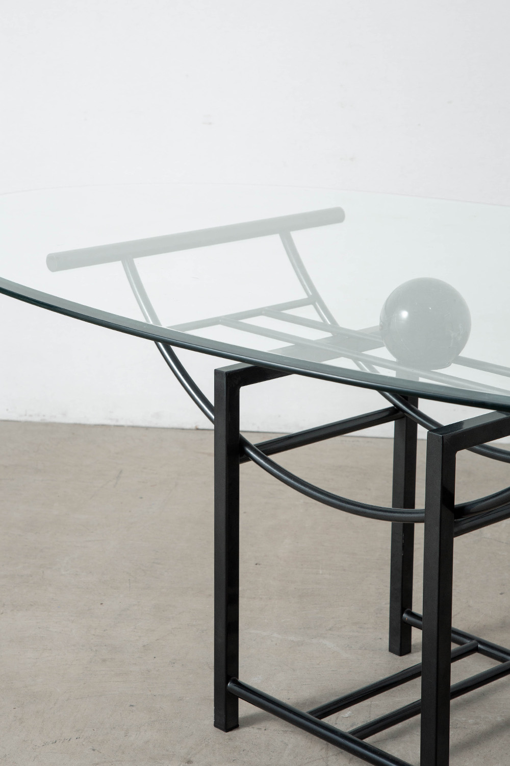 Dining Table in Glass , Marble and Steel