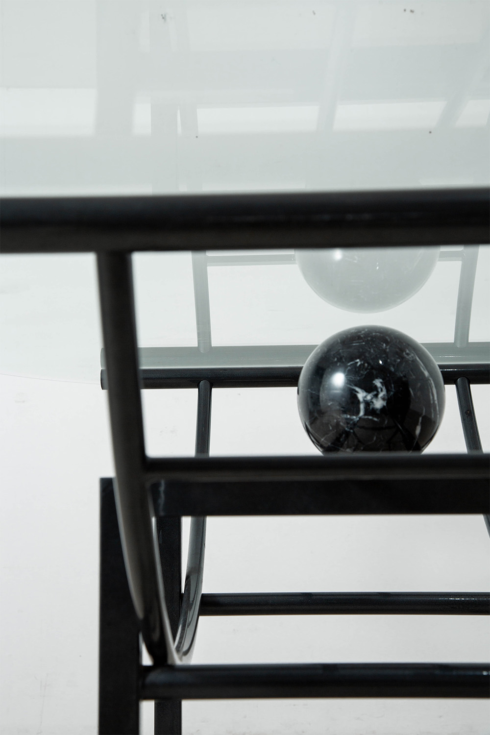 Dining Table in Glass , Marble and Steel