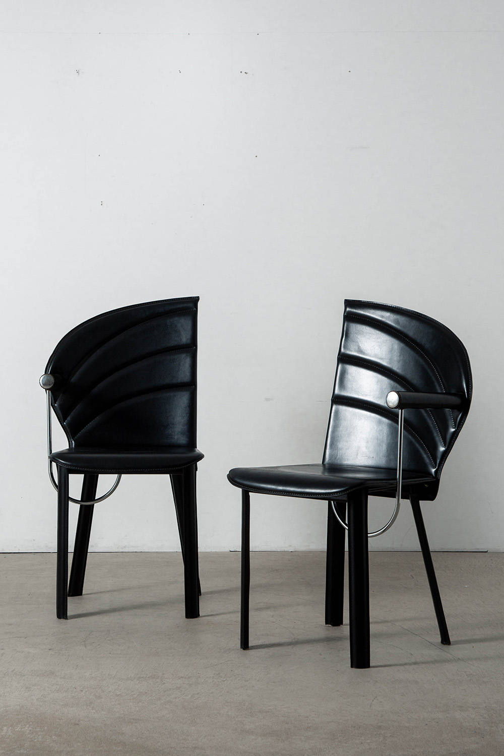 Dining Chair by Mario Morbidelli for NAOS in Leather , Chrome and Steel