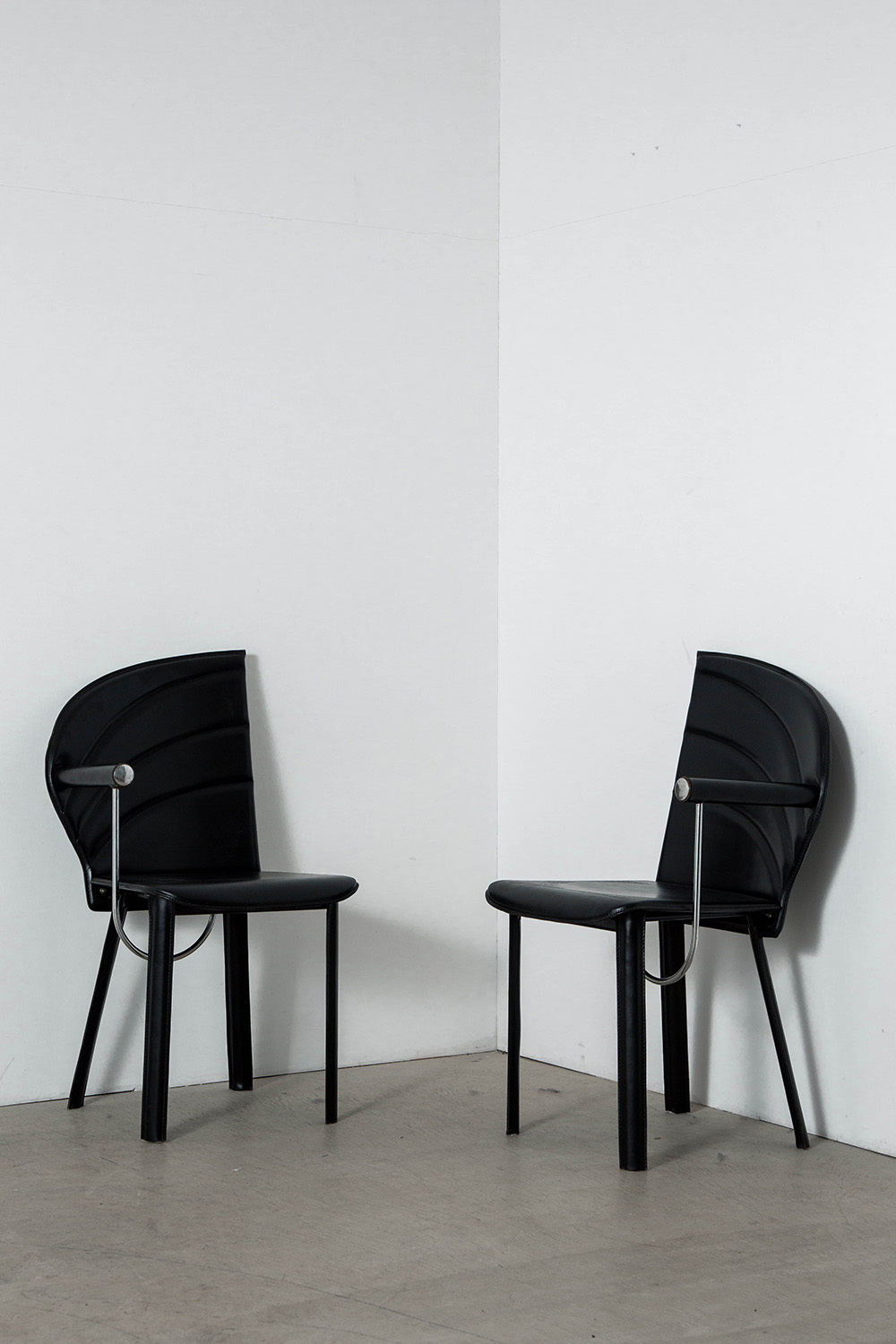 Dining Chair by Mario Morbidelli for NAOS in Leather , Chrome and Steel