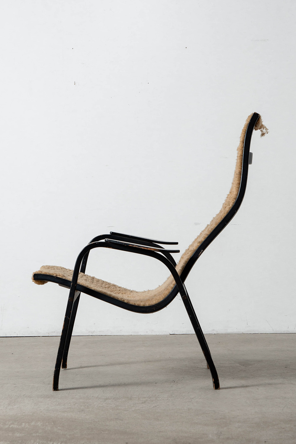 ‘Kurva’ Lounge Chair by Yngve Ekstrom in Fabric and Wood
