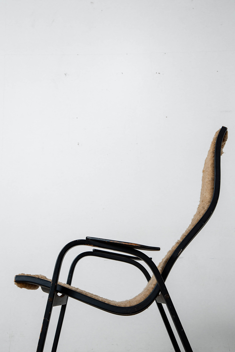 ‘Kurva’ Lounge Chair by Yngve Ekstrom in Fabric and Wood