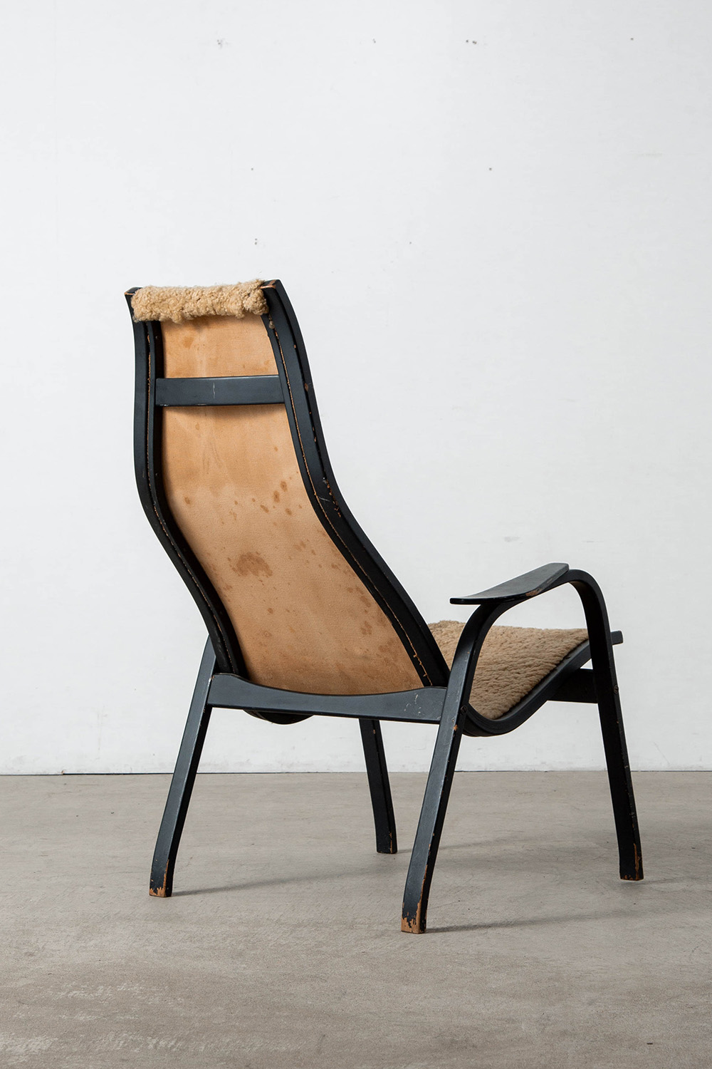 ‘Kurva’ Lounge Chair by Yngve Ekstrom in Fabric and Wood