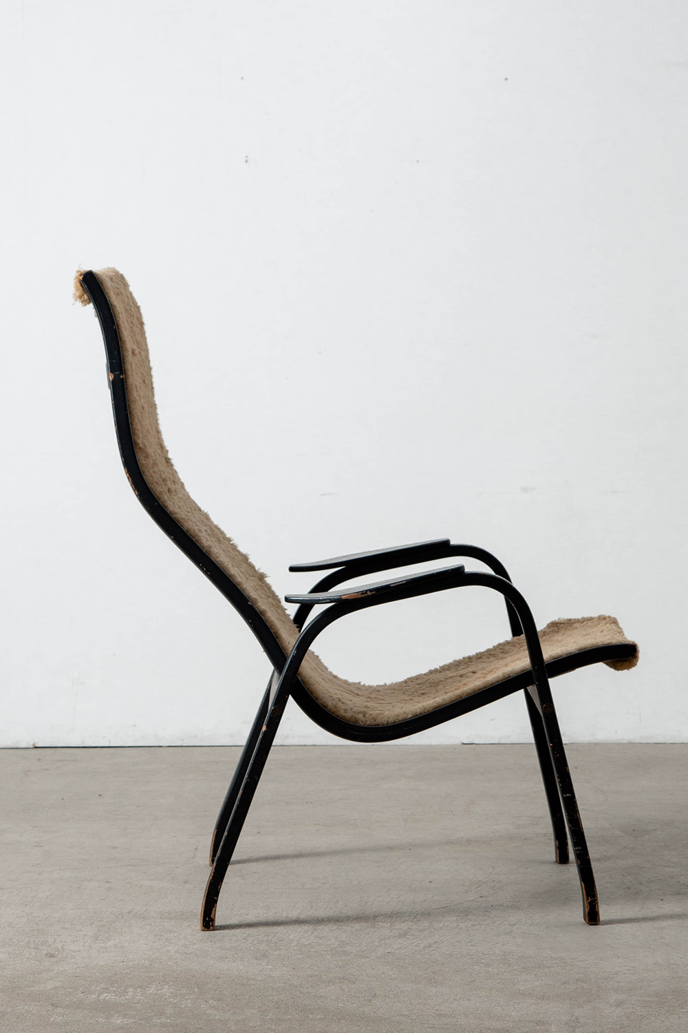 ‘Kurva’ Lounge Chair by Yngve Ekstrom in Fabric and Wood
