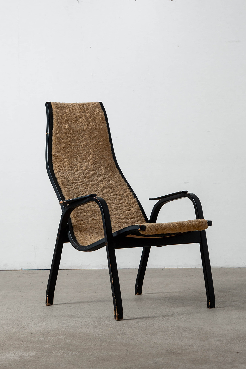 ‘Kurva’ Lounge Chair by Yngve Ekstrom in Fabric and Wood