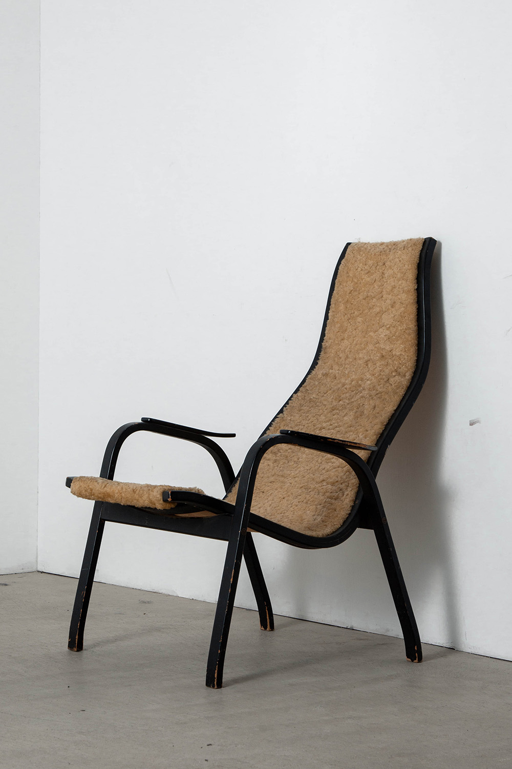 ‘Kurva’ Lounge Chair by Yngve Ekstrom in Fabric and Wood