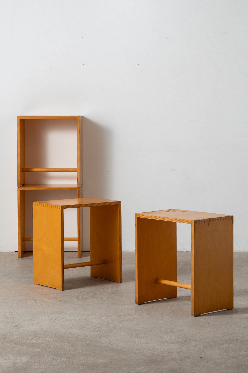 ‘Sgabillo’ Stool and Side Table by Max Bill for Zanotta in beech