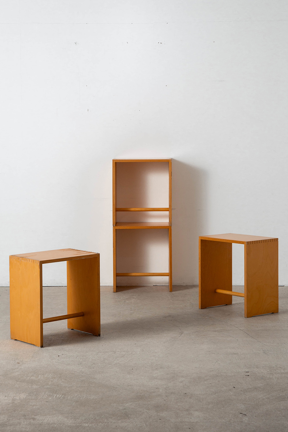 ‘Sgabillo’ Stool and Side Table by Max Bill for Zanotta in beech