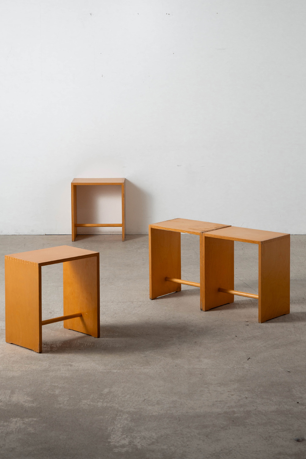 ‘Sgabillo’ Stool and Side Table by Max Bill for Zanotta in beech
