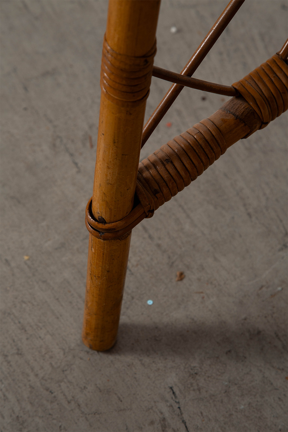 Desk and Chair Set by Louis Sognot in Rattan , Bamboo and Wood