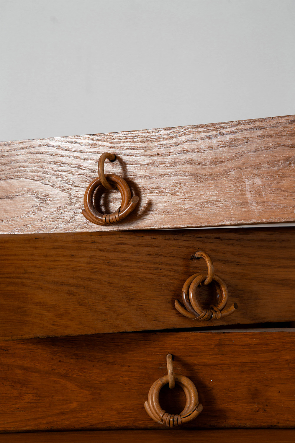 Desk and Chair Set by Louis Sognot in Rattan , Bamboo and Wood
