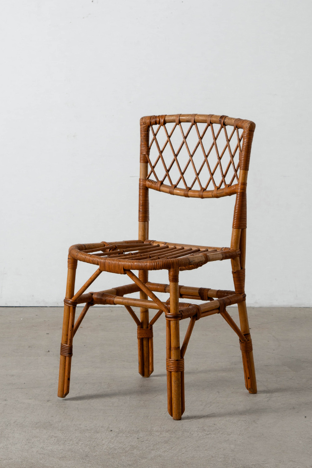 Desk and Chair Set by Louis Sognot in Rattan , Bamboo and Wood