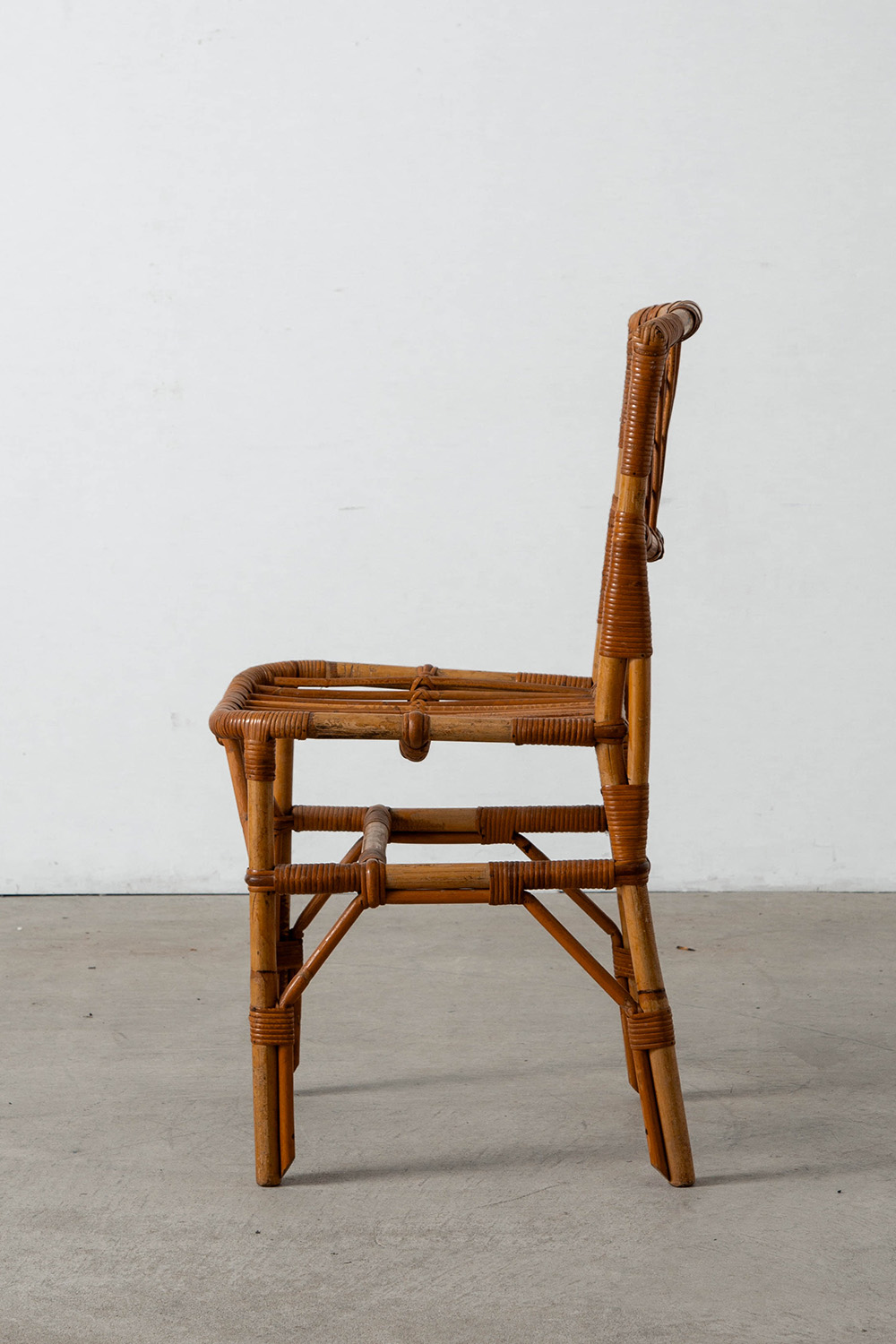 Desk and Chair Set by Louis Sognot in Rattan , Bamboo and Wood
